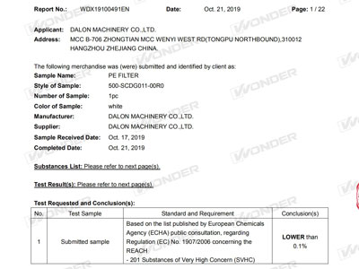 Certificato REACH